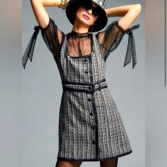 Anthro Maeve tweed mini dress size 10 - Picture 13 of 16